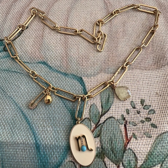 Stella & Dot Gold Charm Necklace with Initial Pendant - Picture 1 of 2